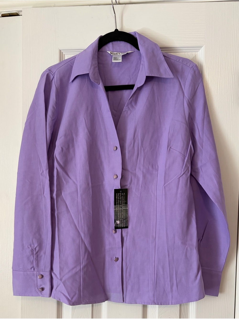 NWT WinterSilks womens Lavender Button-Front Dress Shirt size large